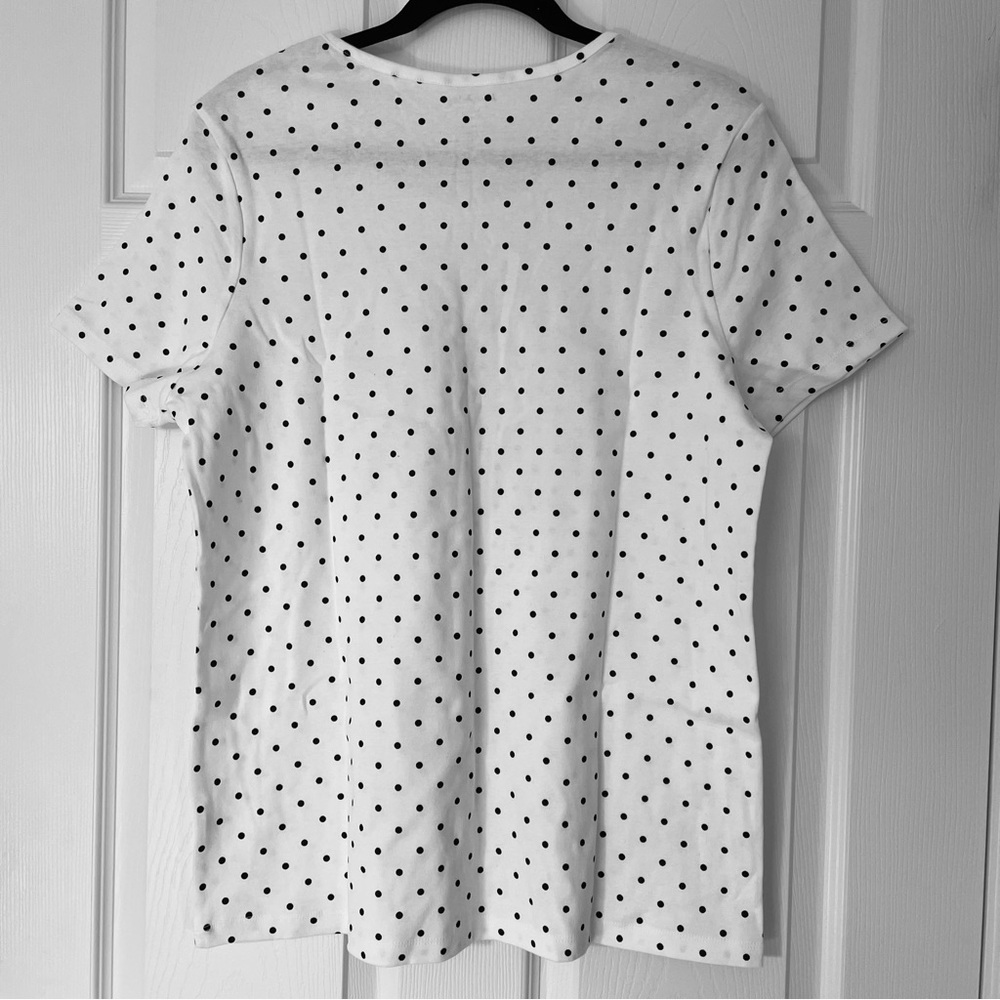 White Stag Polka Dot Tee Black White Cotton Crewneck Short Sleeve